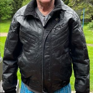 Mens leather snowmobile suit